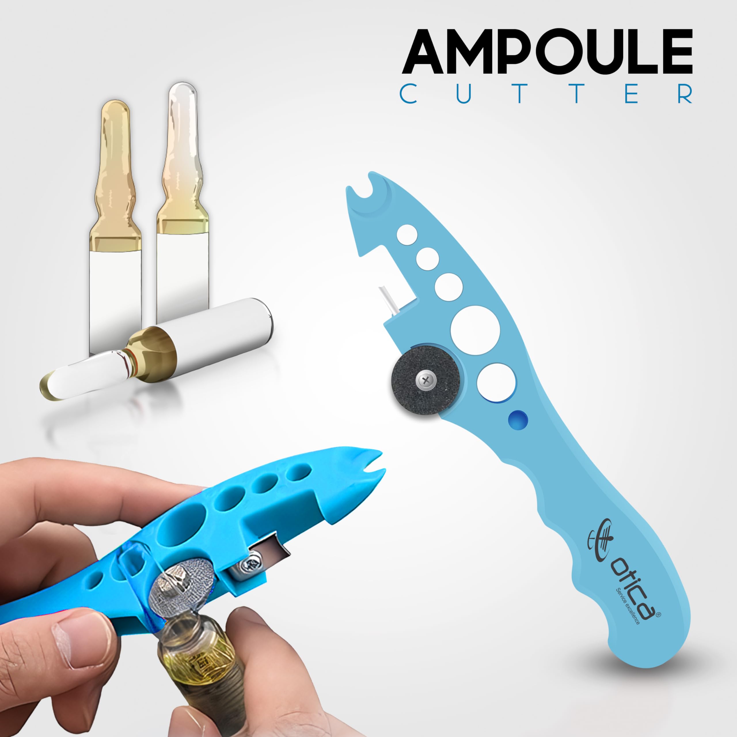 OTICA Ampoule Cutter for Doctors Nurse, Glass Bottle Cap Remover Cutter Ampule Breaker for Hospital and Clinic (Blue)
